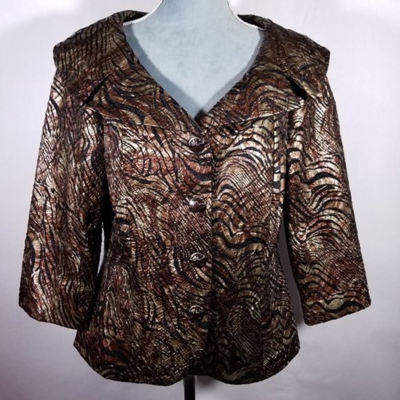 Nuevo Beautiful Textured Brown Button Over Jacket - Picture 1 of 8